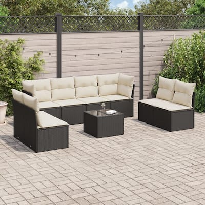 vidaXL Garden Sofa Set Black, Cream White - 21.7 x 21.7 x 14.6