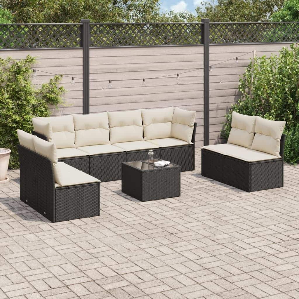 vidaXL Garden Sofa Set Black, Cream White - 21.7 x 21.7 x 14.6