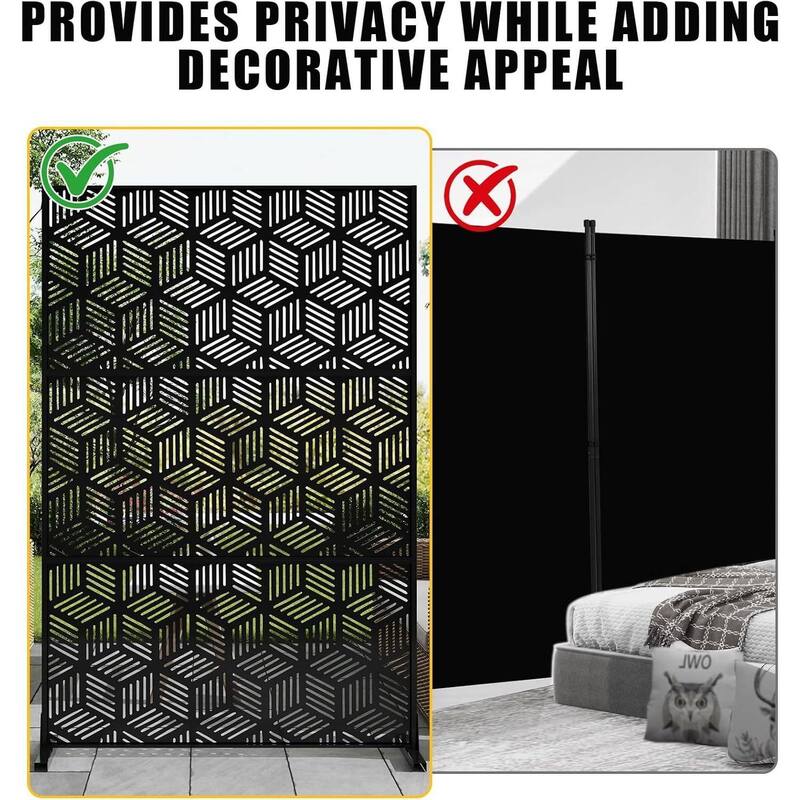 Freestanding Weatherproof Garden Divider Panel Privacy Screen, Fence for Patio Deck Backyard, Square Pattern