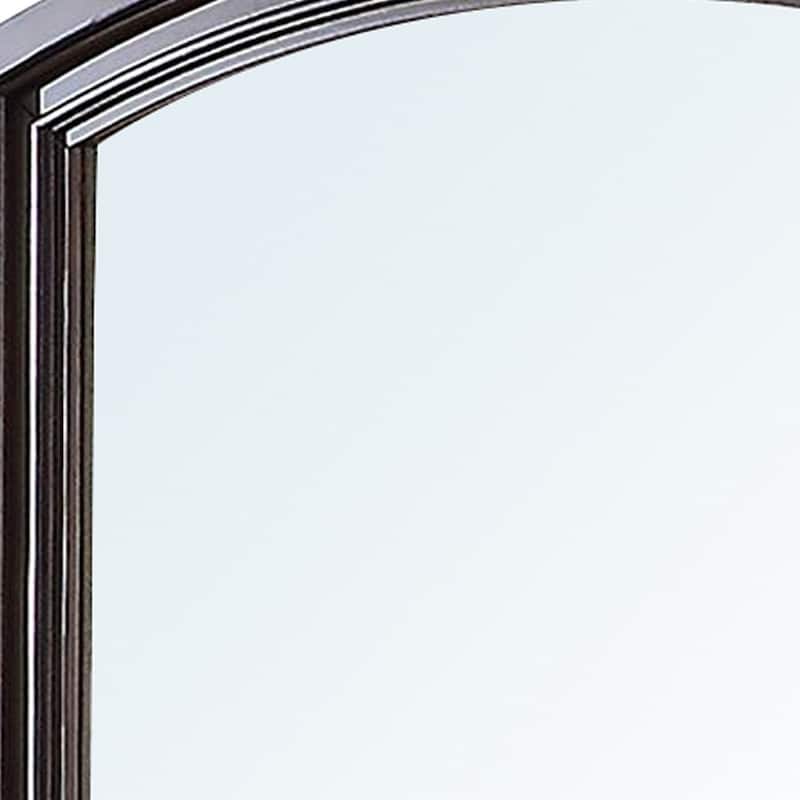 Wooden Mirror with Raised Frame and Molded Details, Brown
