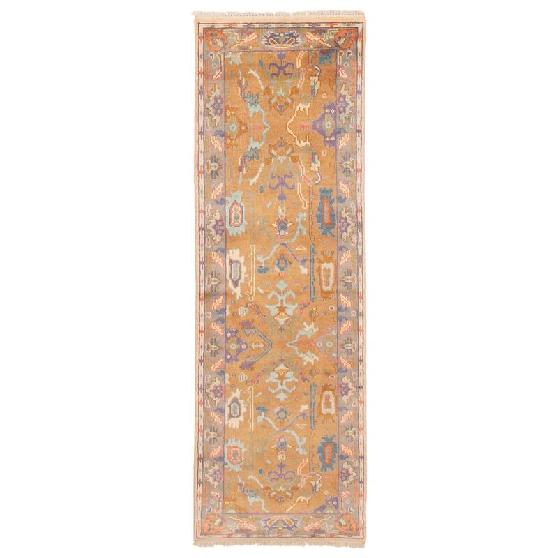 ECARPETGALLERY Hand-knotted Modern Oushak Light Brown Wool Rug - 2'5 x 7'11 - Light Brown - 2'5 x 7'11