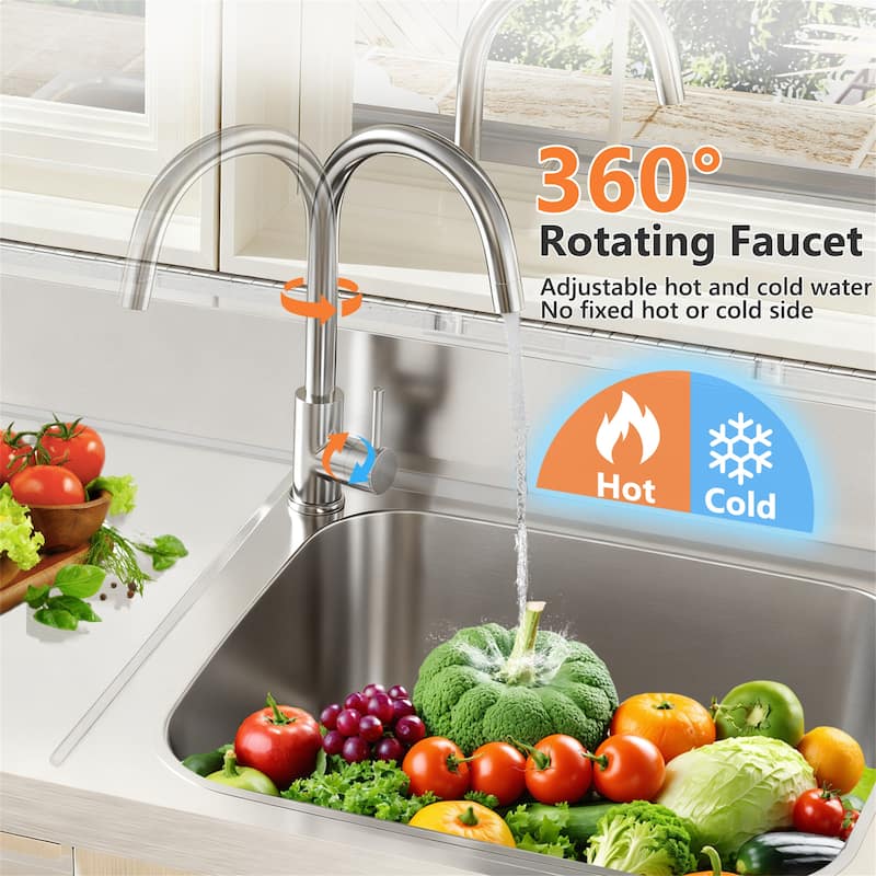 304 Stainless Steel Outdoor Utility Sink Station with Workbench & Storage