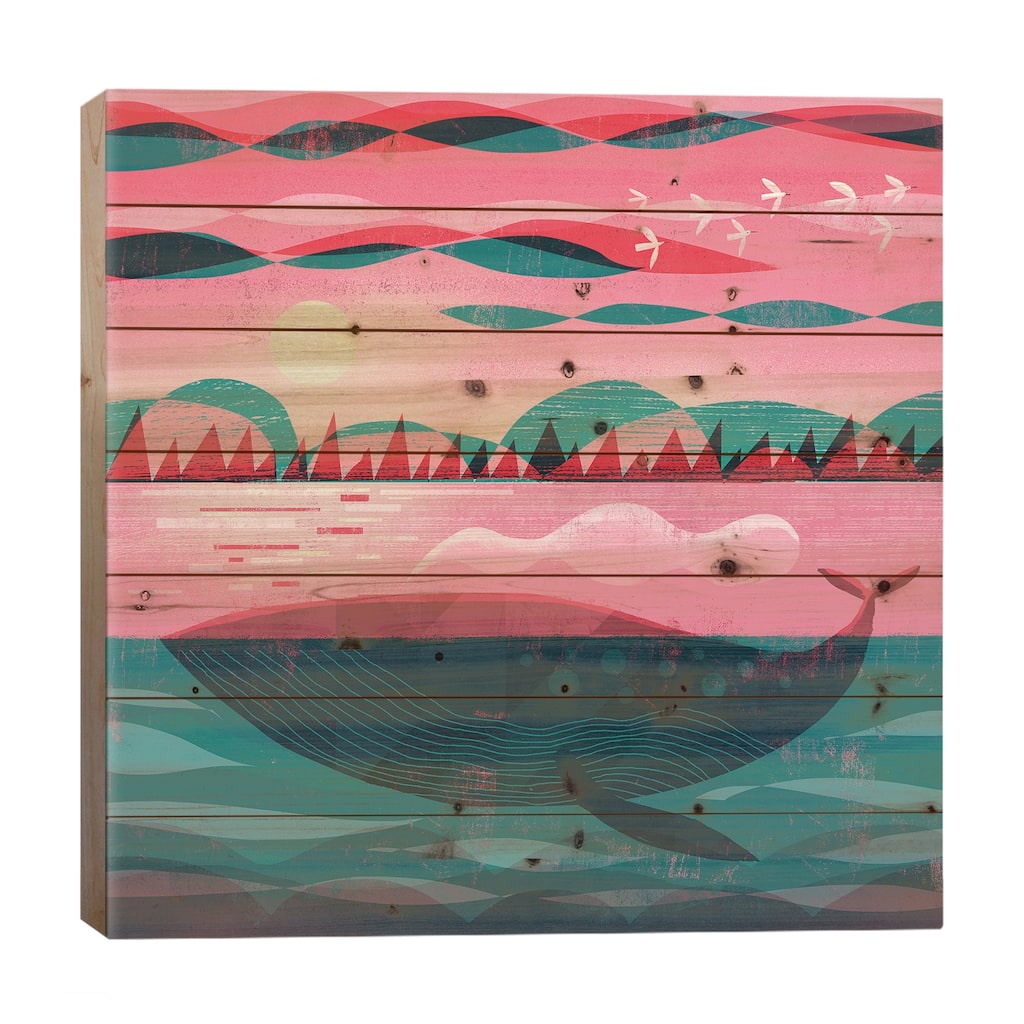 Early Morning Whale Print On Wood by Gareth Lucas - Multi-Color