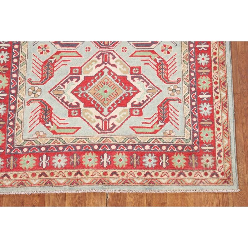 Oriental Blue Kazak Area Rug Hand-Knotted Wool Carpet - 3'8" x 5'8"