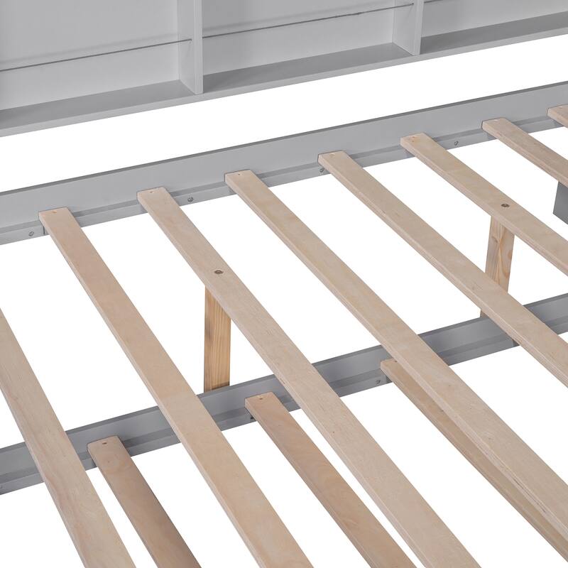 Wooden House Bed with Trundle and Shelf