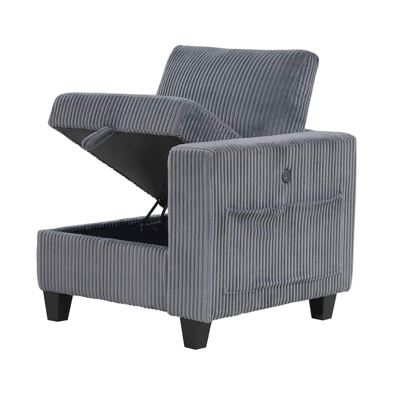 Kenlis Corduroy Living Room Loveseat with Storage