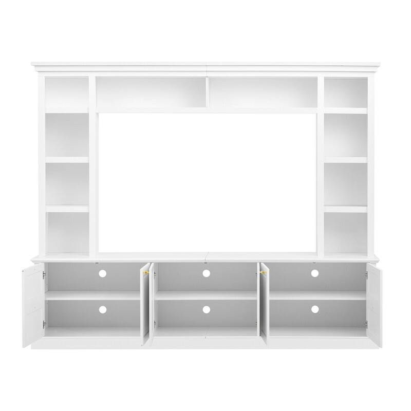 Mid-Century Modern Wall Unit Entertainment Center With Bookshelf For Tvs Up To 70", 94.8" TV Stand With Adjustable Shelf