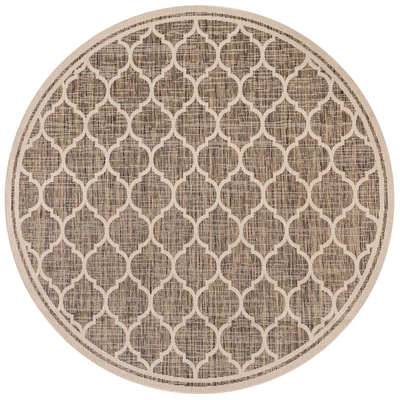 JONATHAN Y Zinnia Textured Weave Indoor/Outdoor Area Rug - 5' Round - Brown/Beige