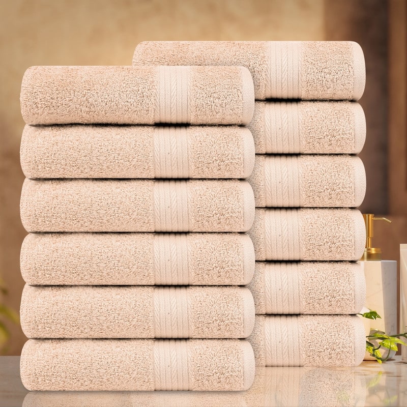 Luxurious Cotton 600GSM Hand Towels 18x28 Inch by Ample Decor - Beige