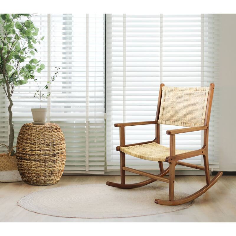 Woven Rattan Rocking Chair - 41.75" - Caramel Brown