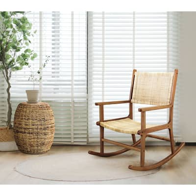 Woven Rattan Rocking Chair - 41.75" - Caramel Brown