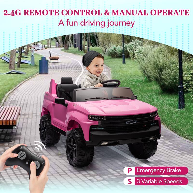 24V 2-Seater Electric Kids Ride-on Truck, Licensed Chevrolet Silverado for Kids Best Gifts