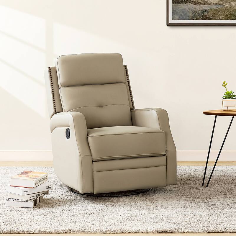 Beatriz Living Room Recliner with Metal Base - Beige