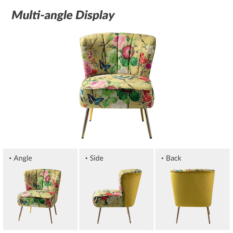 Almira Contemporary Upholstered Armless Side Chair with Tufted Back Set of 2 by HULALA HOME