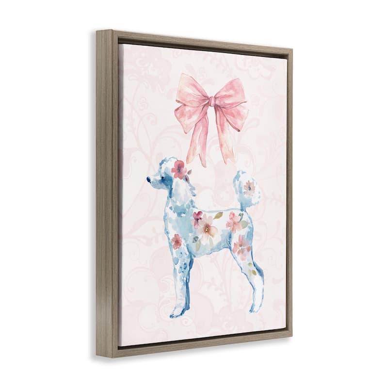 Stupell Pastel Floral Dog Framed Floater Canvas Wall Art Design By Carol Robinson