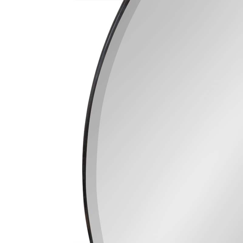 Kate and Laurel Fosset Round Frameless Mirror with Shelf - 30x24