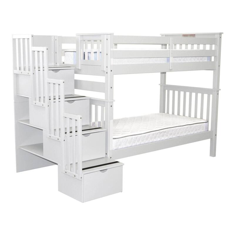 Taylor & Olive Trillium Tall Twin over Twin Stairway Bunk Bed, 4 Steps