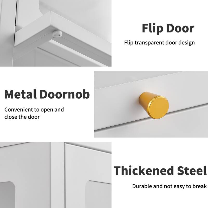 4/5-Tier Curio Display Cabinet with Glass Flip Doors & LED Light Strip