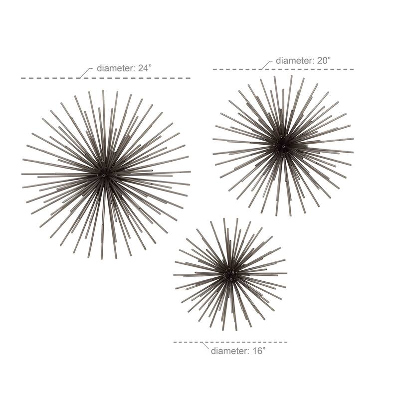 CosmoLiving by Cosmopolitan Metal 3D Starburst Wall Decor (Set of 3) - Silver, Gold, Black, Copper
