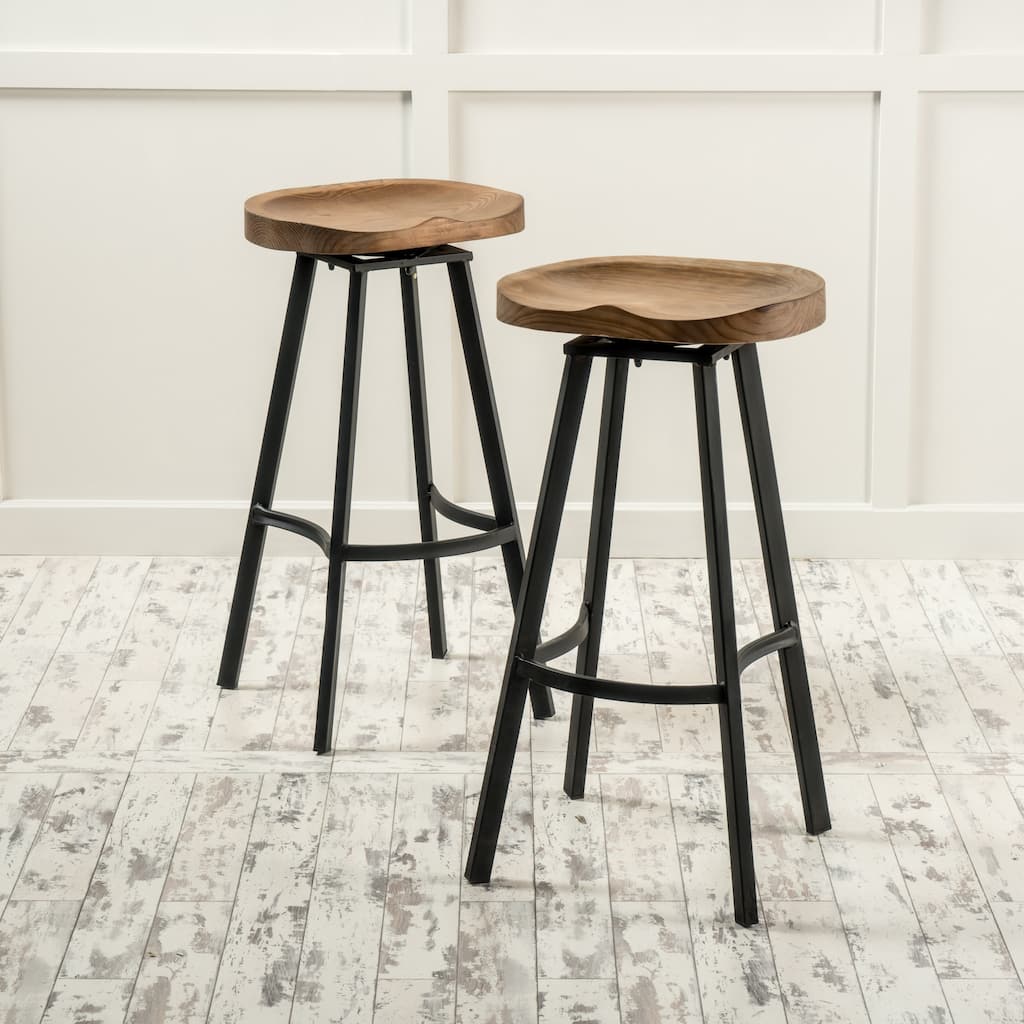 MoernMetal Frame Swivel Barstool with Footrest(Set of 2)