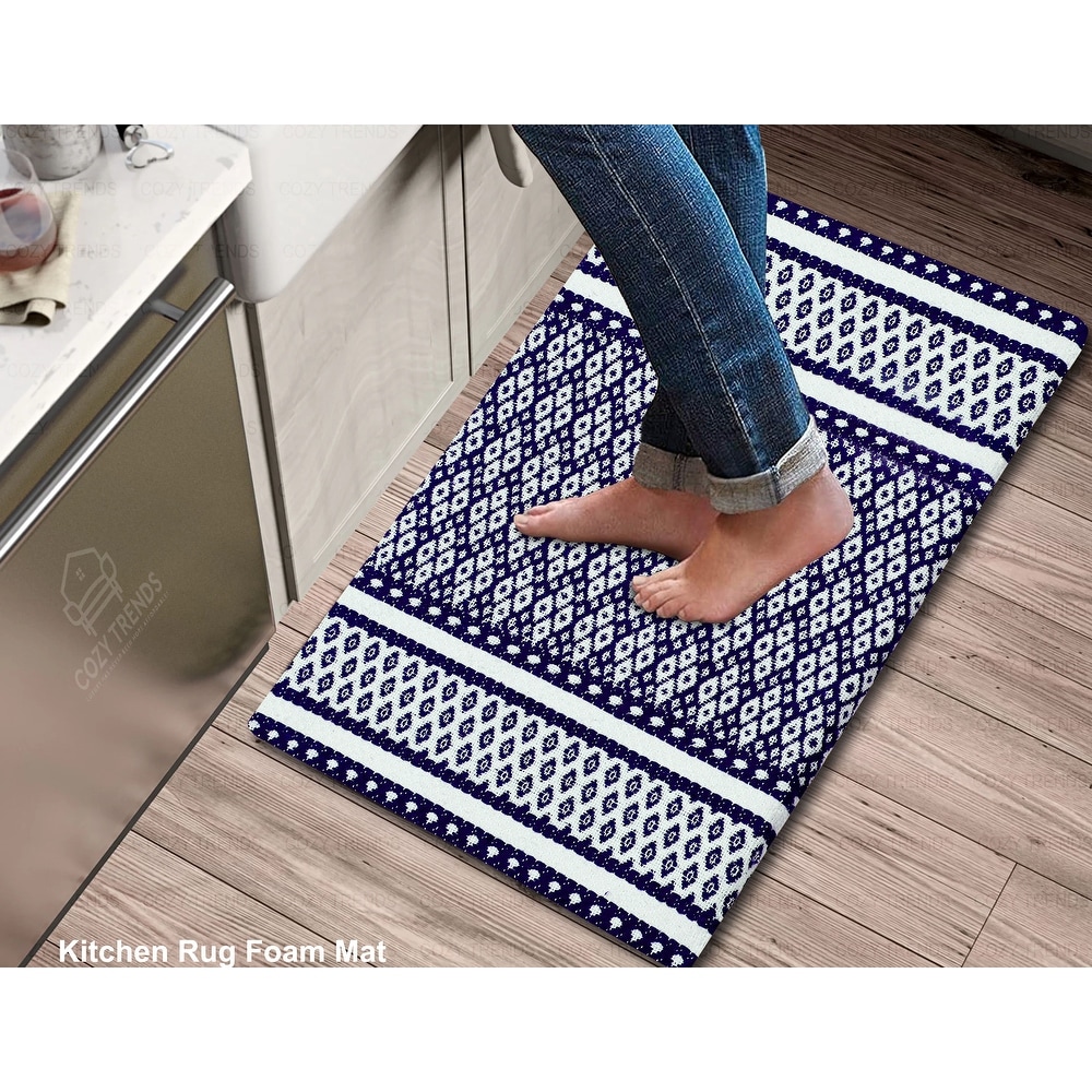 Pure Blue Floor Mat, Anti Fatigue Kitchen Rugs, Non-slip