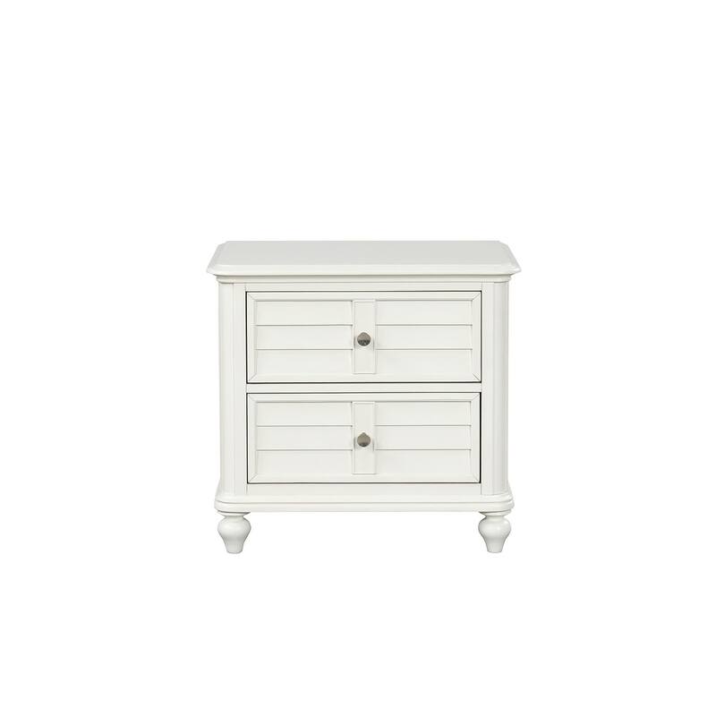 Coastal Style Nightstand - Antique White Finish with Dovetail Drawers