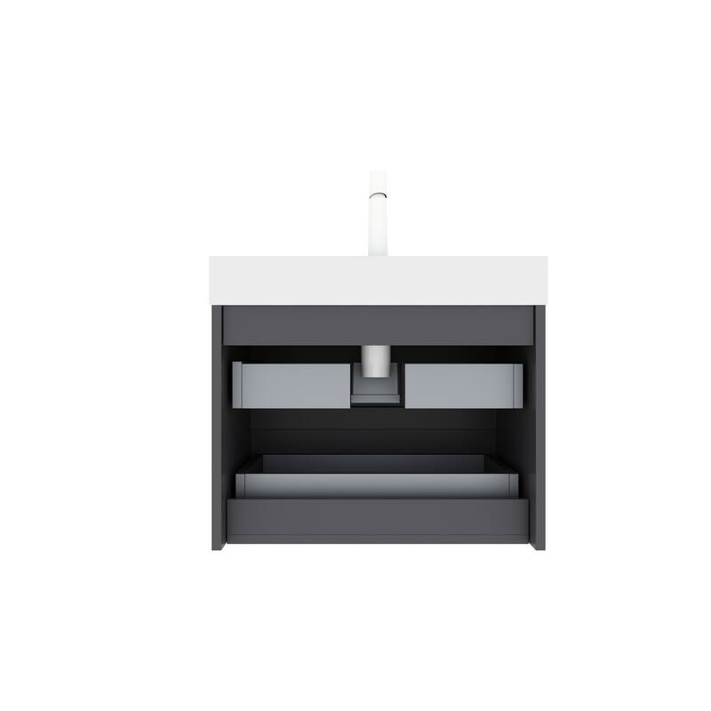 30" Modern Floating Bathroom Vanity with Rectangular Acrylic Integrated Undermount Sink
