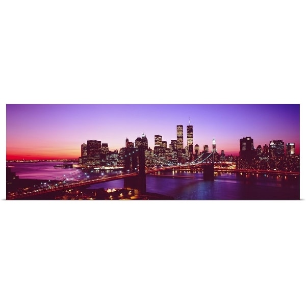 "New York City, Brooklyn Bridge, twilight" Poster Print