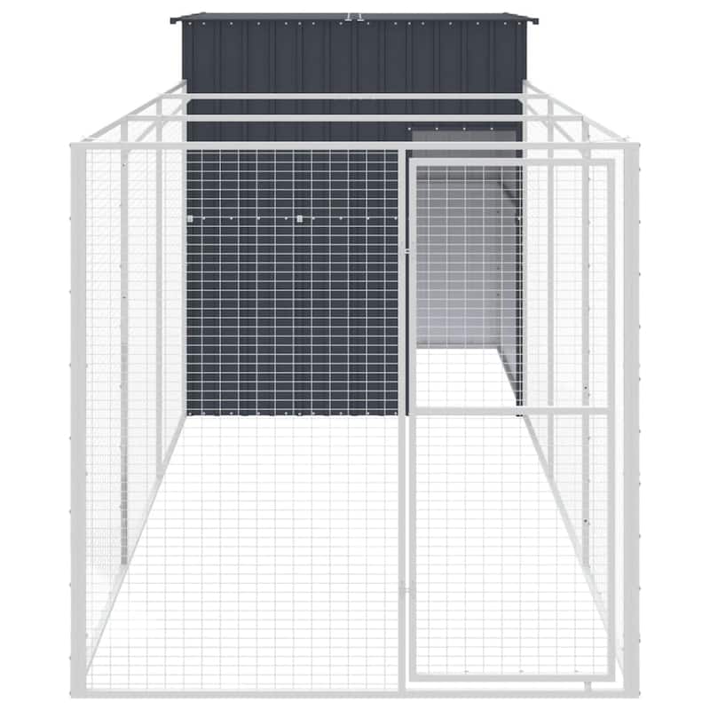vidaXL Dog House Outdoor Dog Kennel Crate Shelter with Run Galvanized Steel