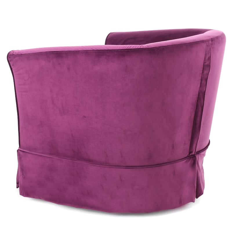 Roomfitters Upholstered Swivel Chair with Loose Skirted Cover, Cozy Modern Accent Seating for Home Spaces, Fuchsia