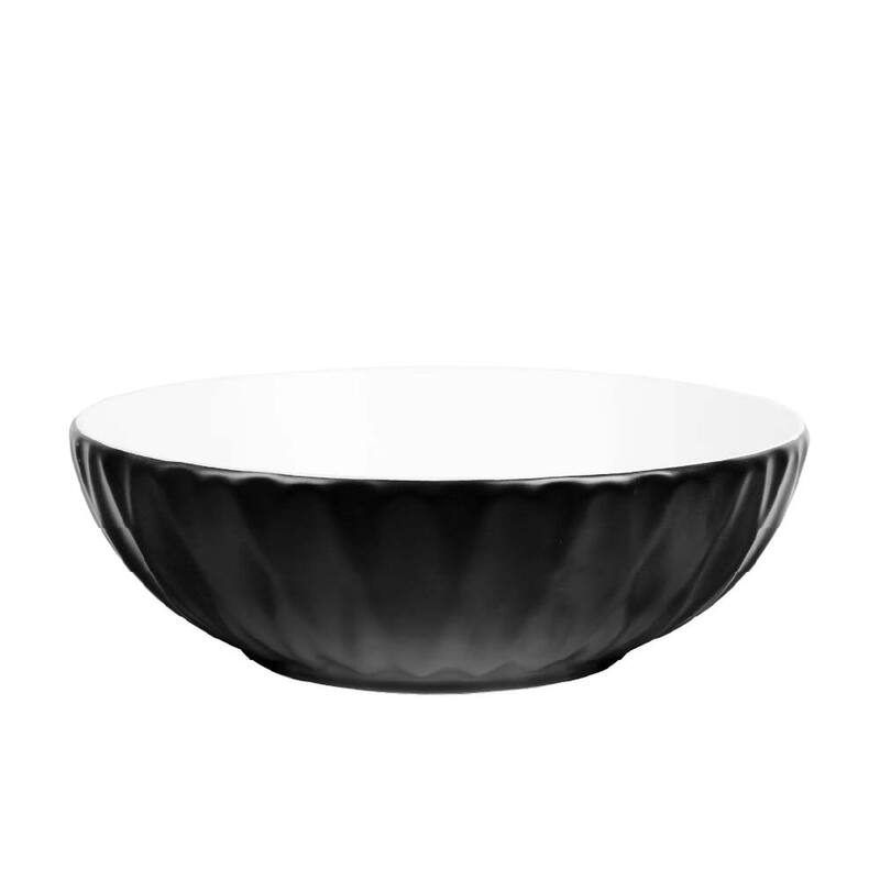 16 inch Round Ceramic Vessel Bathroom Sink - Modern Textured Bowl Design - 16" Round