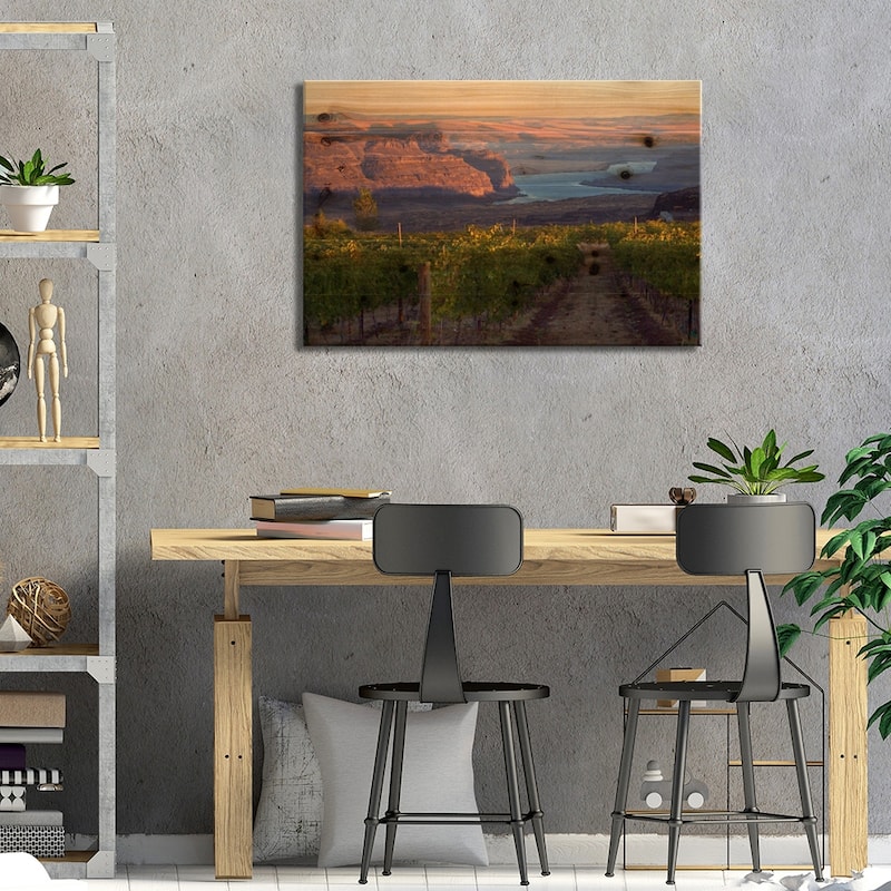 Columbia River With Cave B Vineyard In The Foreground, Columbia Valley AVA, Washington, USA Print On Wood by Janis Miglavs
