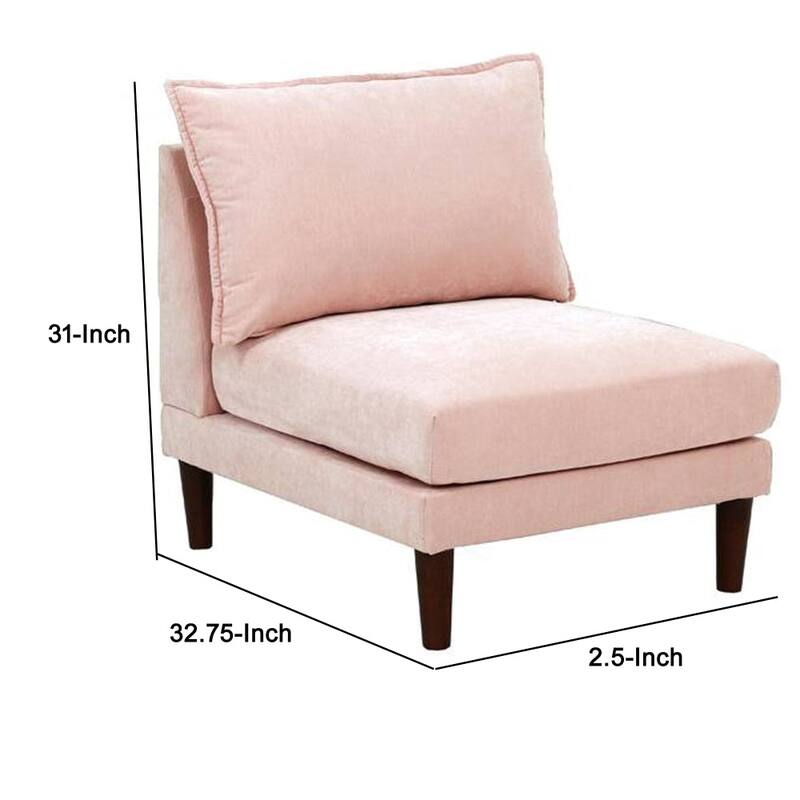 33 Inch Modular Armless Sofa Chair, Lumbar Cushion, Fabric - 26.5 L x 32.75 W x 31 H Inches