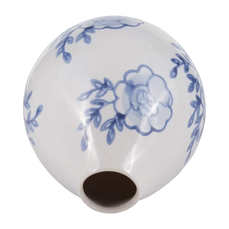 5" Ceramic Bud Vase Contemporary Chinoiserie Blue and White Vintage Floral Decorative Table Vase for Home Decor or