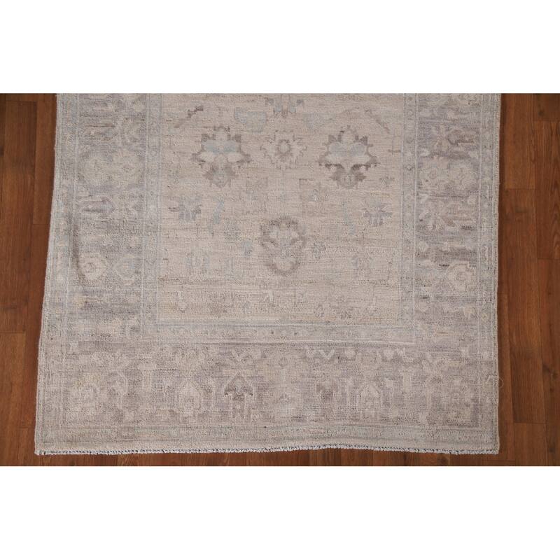 Hand Knotted Oriental 100% Wool Carpet Transitional All-Over Brown Oushak Area Rug - 6' 1'' X 4' 0''