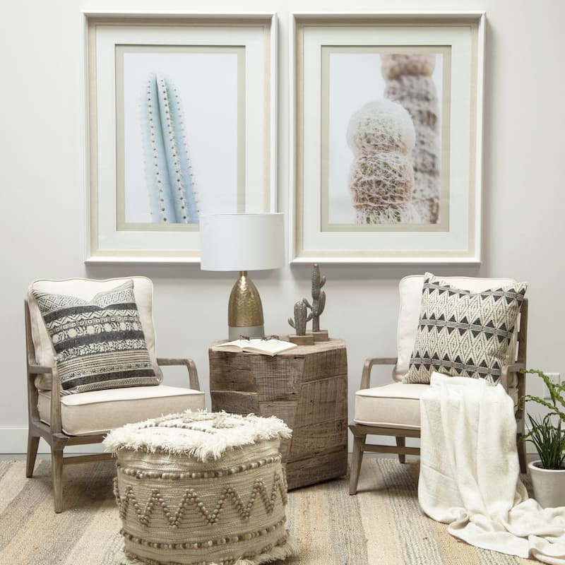 Brown Solid Wood Hexagonal End Table with Rustic Distressed Finish and Block Base - 21” x 21” x 20” (D x W x H)