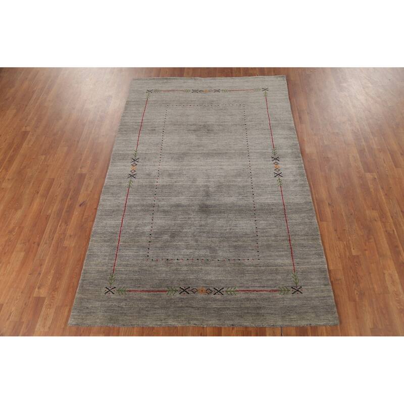 Striped Gabbeh Oriental Area Rug Handmade Contemporary Wool Carpet - 5'1"x 7'10"