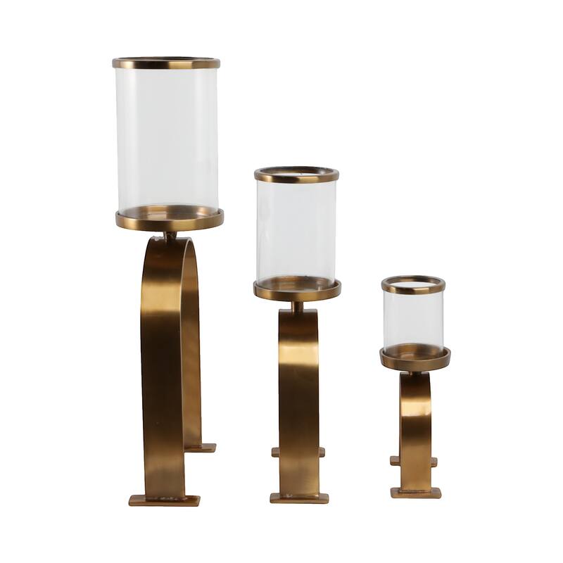 Candle Holders Set of 3 - Metal Pillar, 10/16/22" - 22.0"