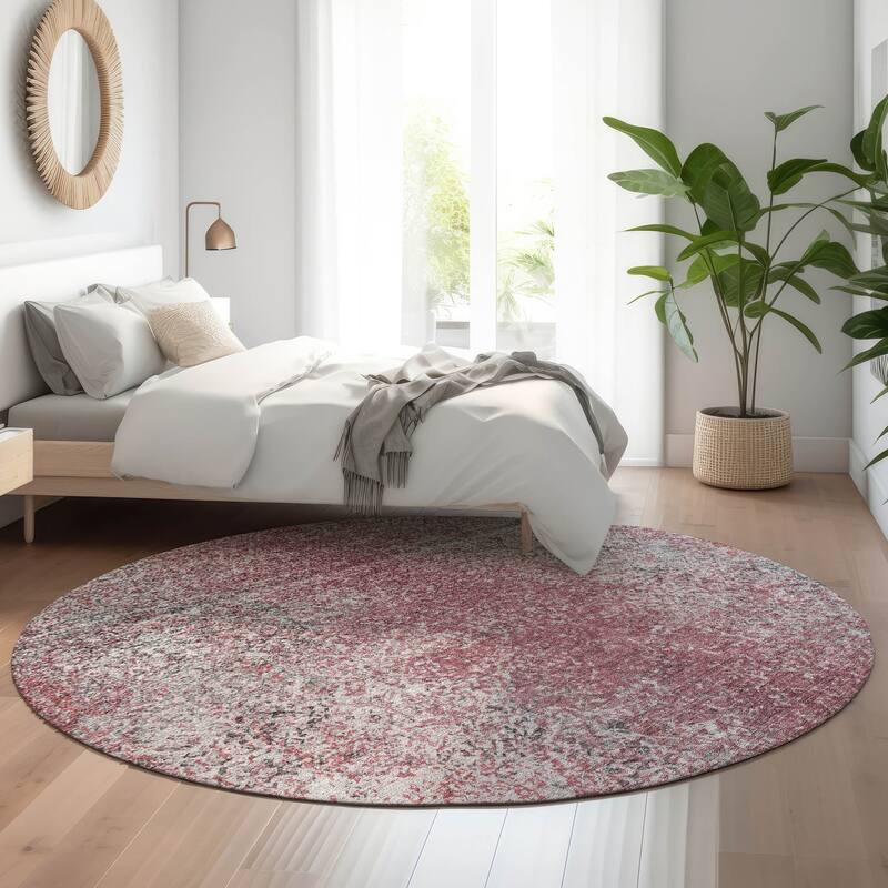 Premium Washable Super Soft Chic Ombre Mayfield Rug - Merlot - 8' x 8' - Round