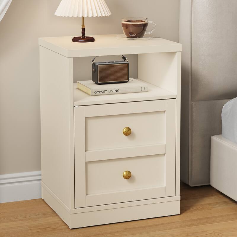 Modern Nightstand with Door & Open Shelf