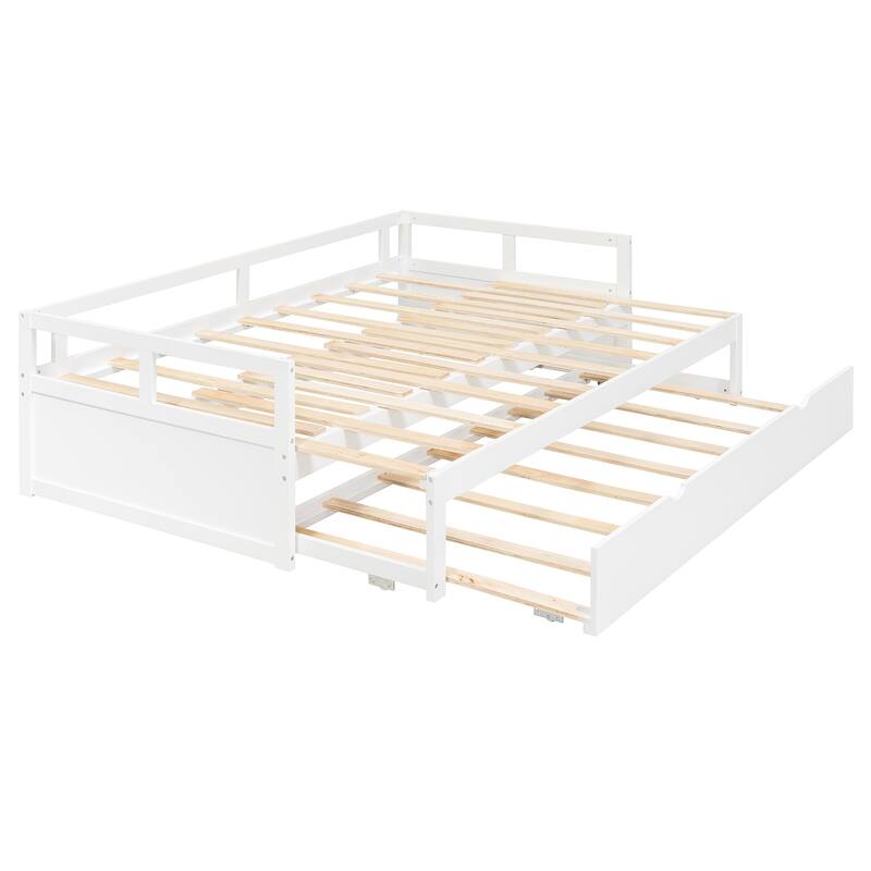 Twin to King Extending Daybed with Trundle Solid Wood Frame No Box Spring