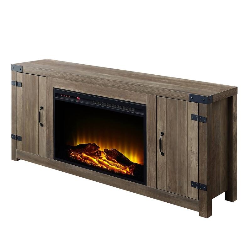 58-60" Fireplace TV Stand for 55-65" TVs w/ 18-23" Insert Farmhouse/Modern/Rustic Barn/Glass Doors Espresso/Grey/Brown/White Oak