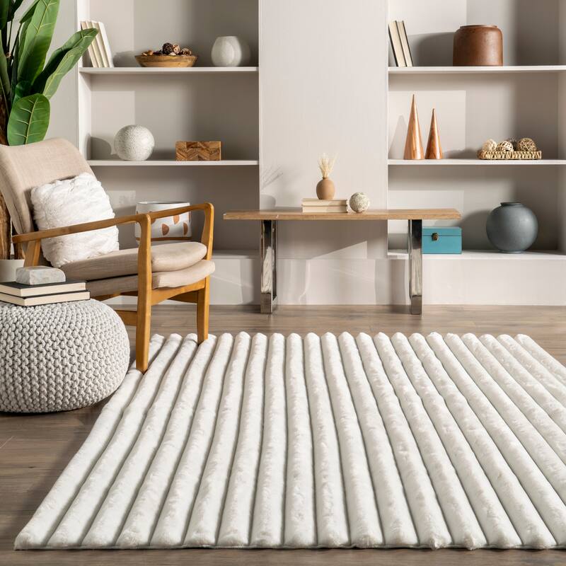 Nuloom Kai SuperiorWash Stripe Faux Rabbit Machine Washable Area Rug