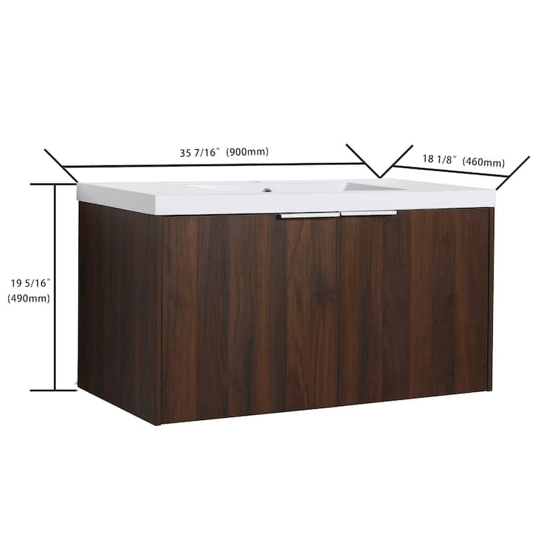 BNK 24"/30"/36" Single Sink Bathroom Vanity with Soft Close Door, Modern Floating Vanity