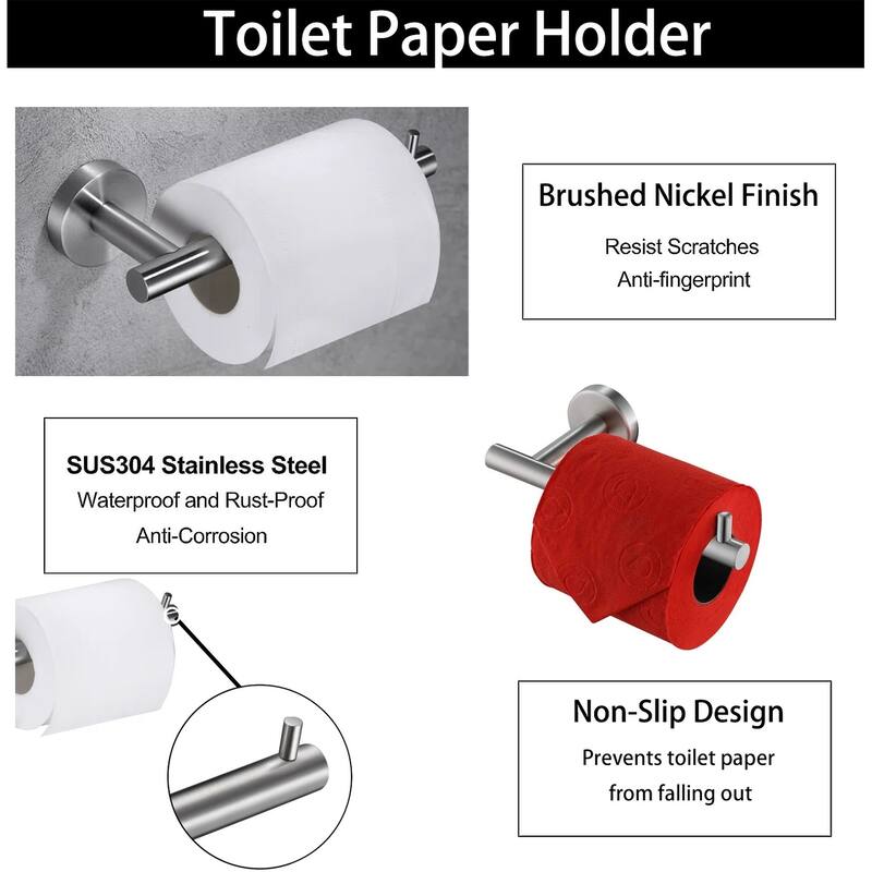 5 -Piece Bath Hardware Set with Double Towel Bar Towel Holder Set