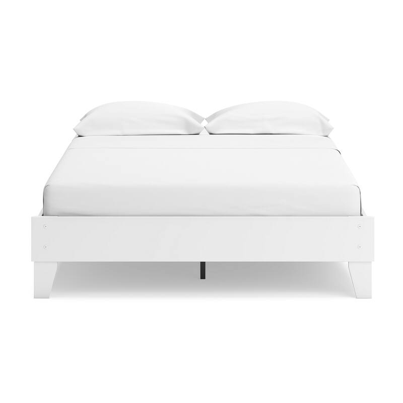 Alli Queen Size Platform Bed, Modern Matte White Wood, Low Profile