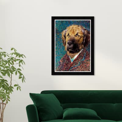 Wynwood Studio Prints Animals Dog Van Gogh Brown and Traditional Wall Art Canvas Print