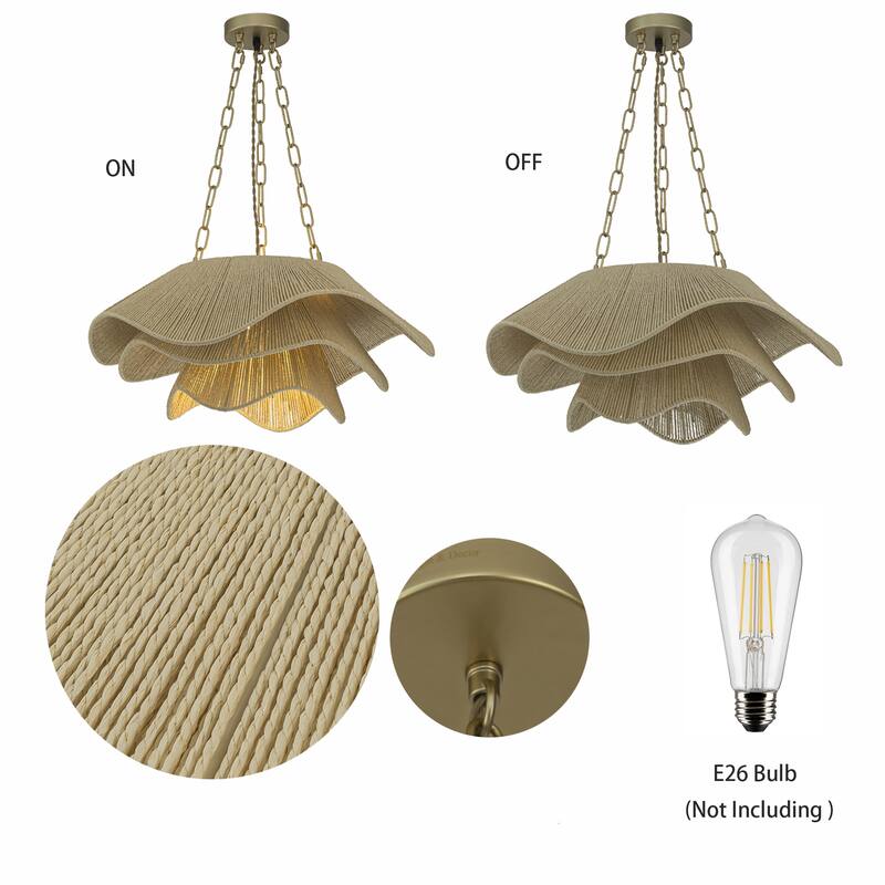 Alana 1-Light Rattan Tiered Pendant, Coastal Boho - Handwoven - 23" Wide