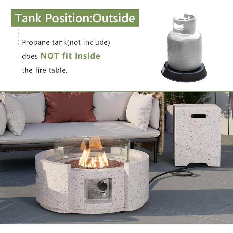 COSIEST 28''Outdoor Propane 40,000 BTU Fire Pit w Wind Glass and Tank