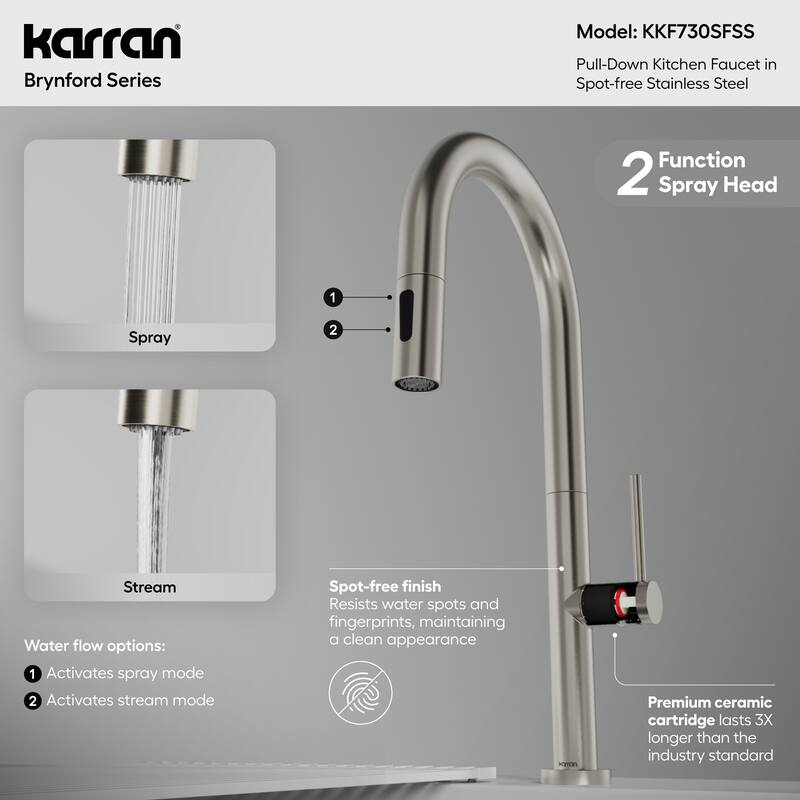 Karran Brynford Single Handle Pull-Down Sprayer Kitchen Faucet